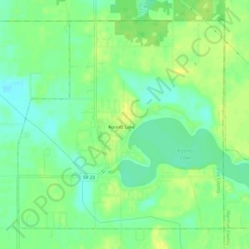 Koontz Lake topographic map, elevation, terrain