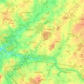 Heeslingen topographic map, elevation, terrain