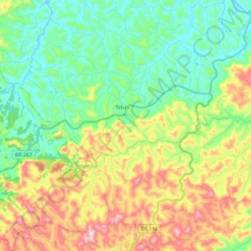 Tebas topographic map, elevation, terrain