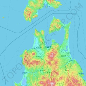 Aomori Prefecture topographic map, elevation, terrain