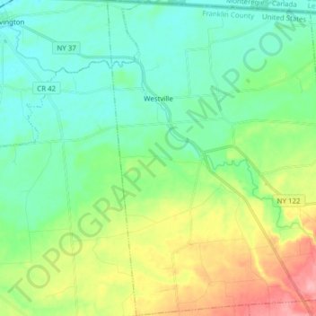 Town of Westville topographic map, elevation, terrain