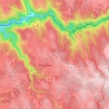 Lamativie topographic map, elevation, terrain