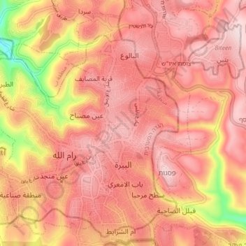 Albireh topographic map, elevation, terrain