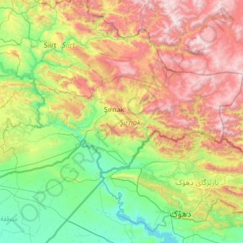 Şırnak topographic map, elevation, terrain