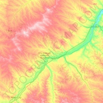 Prairie County topographic map, elevation, terrain