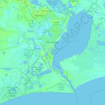 Port Arthur topographic map, elevation, terrain