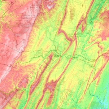 Bedford County topographic map, elevation, terrain