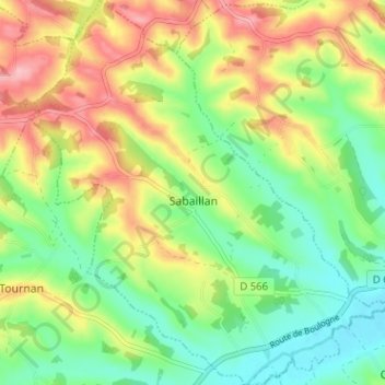 Sabaillan topographic map, elevation, terrain