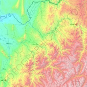 Takhar topographic map, elevation, terrain