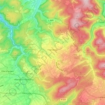 Frankenau topographic map, elevation, terrain