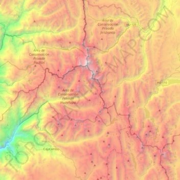 Cordillera Huayhuash Reserved Zone topographic map, elevation, terrain