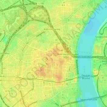 Altstadt-Nord topographic map, elevation, terrain