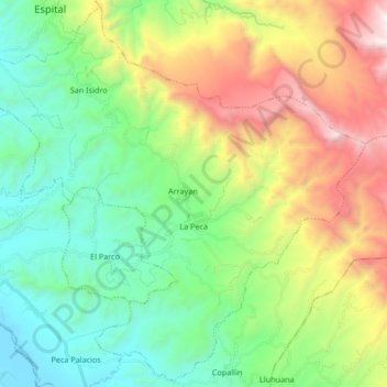 La Peca topographic map, elevation, terrain