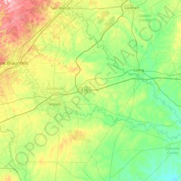 Guadalupe County topographic map, elevation, terrain