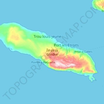 Gonâve Island topographic map, elevation, terrain