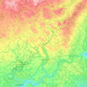Eramosa River topographic map, elevation, terrain