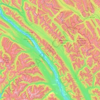 Area G (Forster Creek/Mount Assiniboine) topographic map, elevation, terrain