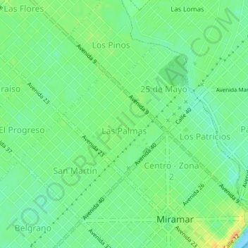 Las Palmas topographic map, elevation, terrain