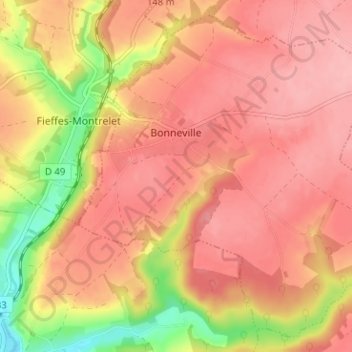 Bonneville topographic map, elevation, terrain