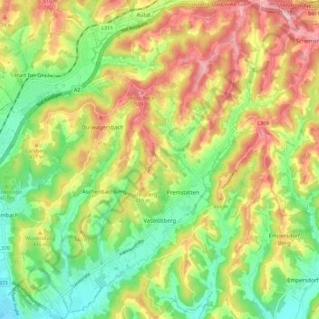Vasoldsberg topographic map, elevation, terrain