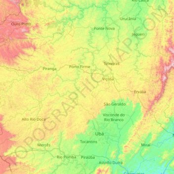 Microrregião Viçosa topographic map, elevation, terrain