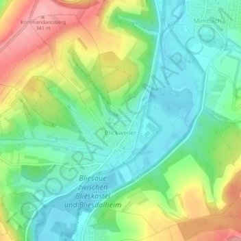 Blickweiler topographic map, elevation, terrain