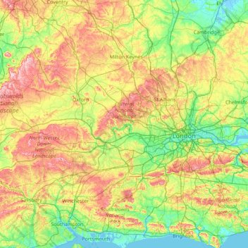 Thames topographic map, elevation, terrain