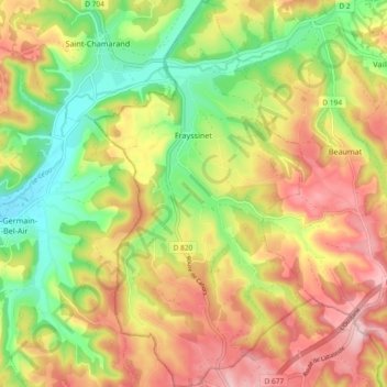 Frayssinet topographic map, elevation, terrain