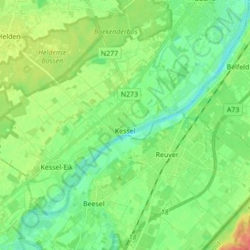 Kessel topographic map, elevation, terrain