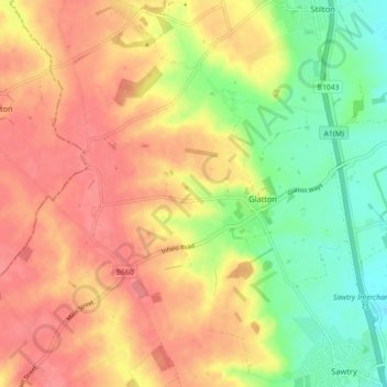 Glatton topographic map, elevation, terrain