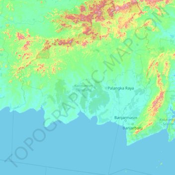 Kalimantan central topographic map, elevation, terrain