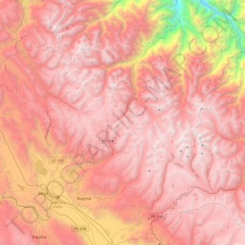 Apata topographic map, elevation, terrain