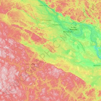 Bonnechere River topographic map, elevation, terrain