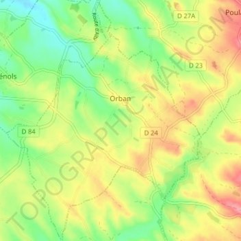 Orban topographic map, elevation, terrain