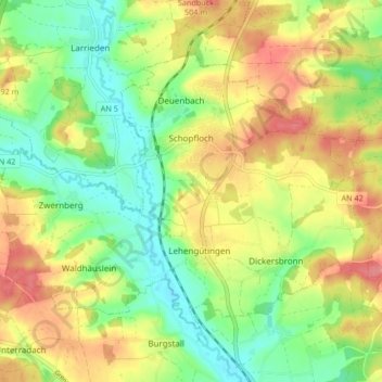 Schopfloch topographic map, elevation, terrain