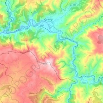 Ribas de Sil topographic map, elevation, terrain