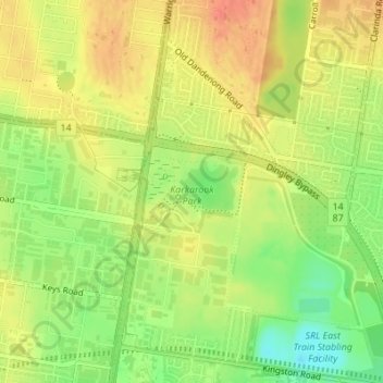 Karkarook Park topographic map, elevation, terrain