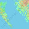 Hecate Strait topographic map, elevation, terrain