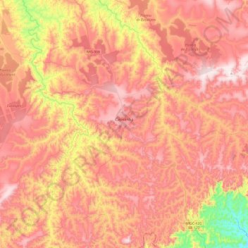Capelinha topographic map, elevation, terrain