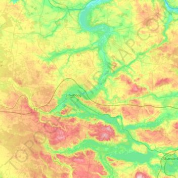 Silkeborg Kommune topographic map, elevation, terrain