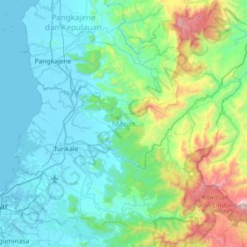 Maros topographic map, elevation, terrain