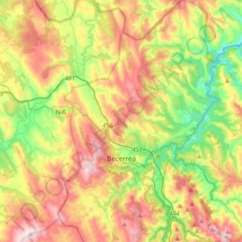 Becerreá topographic map, elevation, terrain