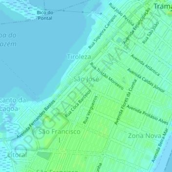 São José topographic map, elevation, terrain