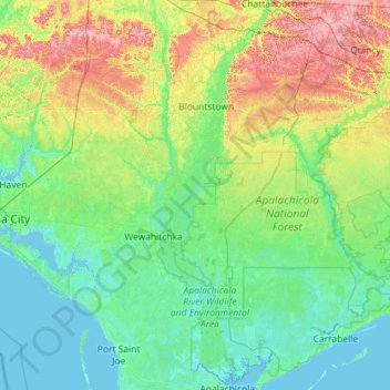 Apalachicola River topographic map, elevation, terrain