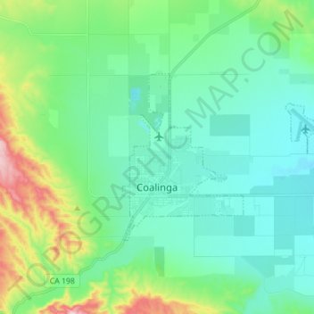 Coalinga topographic map, elevation, terrain