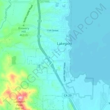 Lakeport topographic map, elevation, terrain