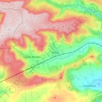 Edale topographic map, elevation, terrain