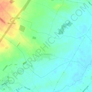 Screveton topographic map, elevation, terrain