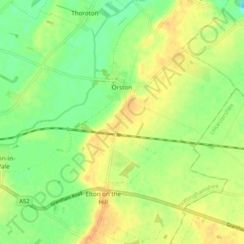 Orston topographic map, elevation, terrain