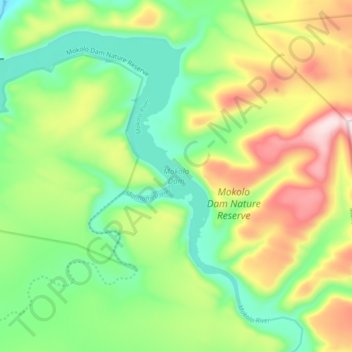 Mokolo Dam topographic map, elevation, terrain